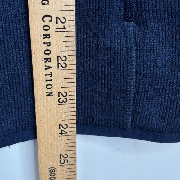 LL Bean Hooded Sweater Fleece Jacket Youth L 14-16 Hoodie Full Zip Pockets Navy - Picture 7 of 10